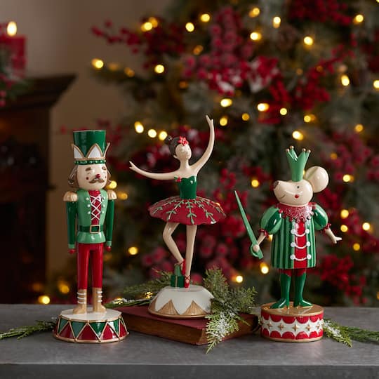 Melrose Nutcracker Soldier, Mouse & Ballerina Figurines Set